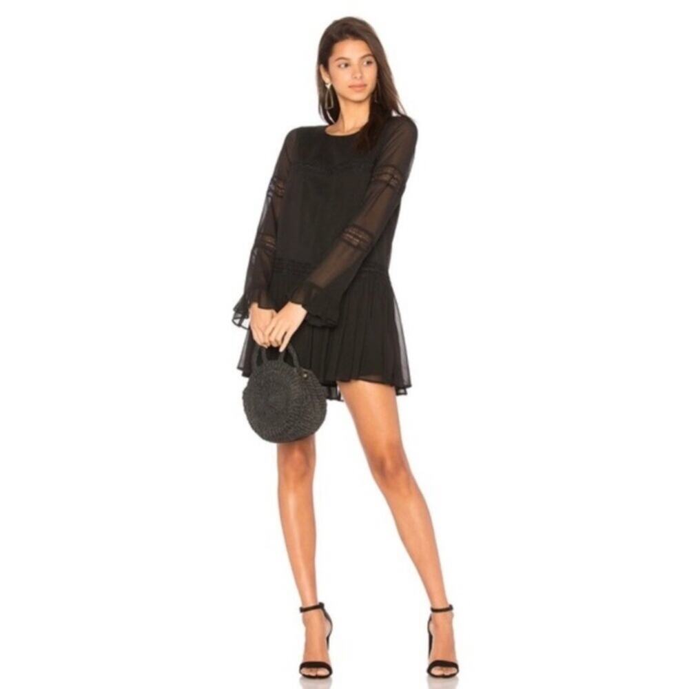 Tularosa Berkley black crochet mini dress boho bohemian prairie WOMENS XS